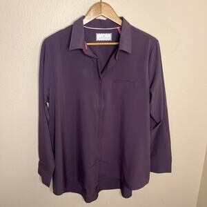 Modern Ambition Deep Purple Button Up Travel Blouse Large